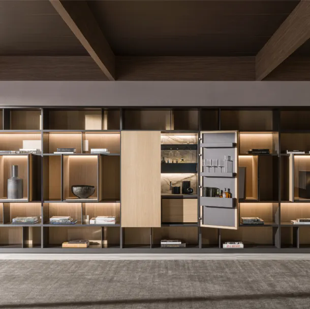 Libreria 505 UP SYSTEM con Mobile Bar 08 di Molteni & C