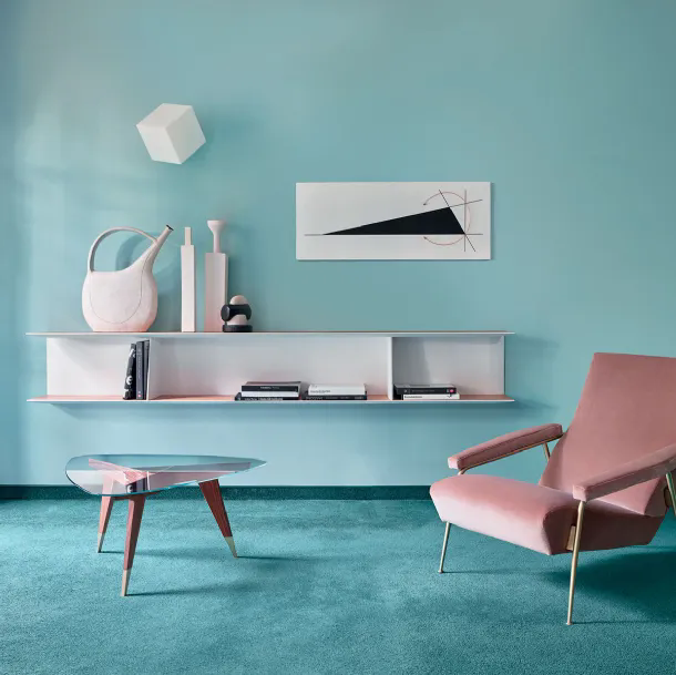 Libreria sospesa in olmo verniciato a mano D-355-1 di Molteni & C