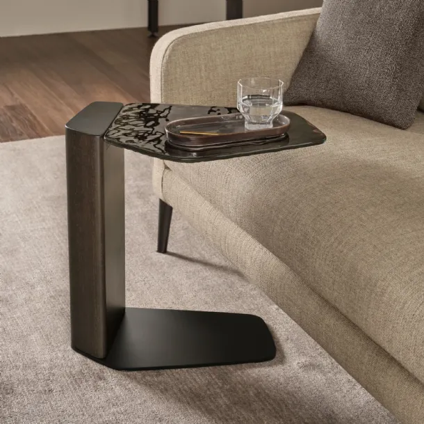 Tavolino in vetro e legno massello Stone di Fiam