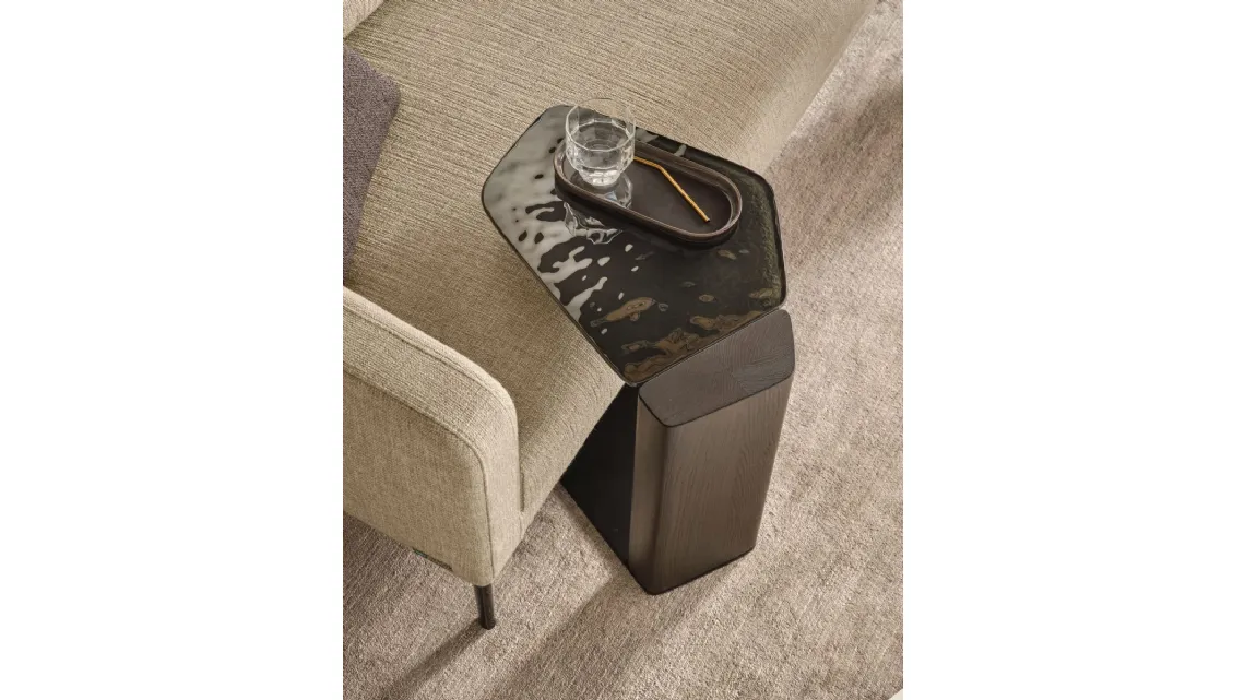 Tavolino in vetro e legno massello Stone di Fiam