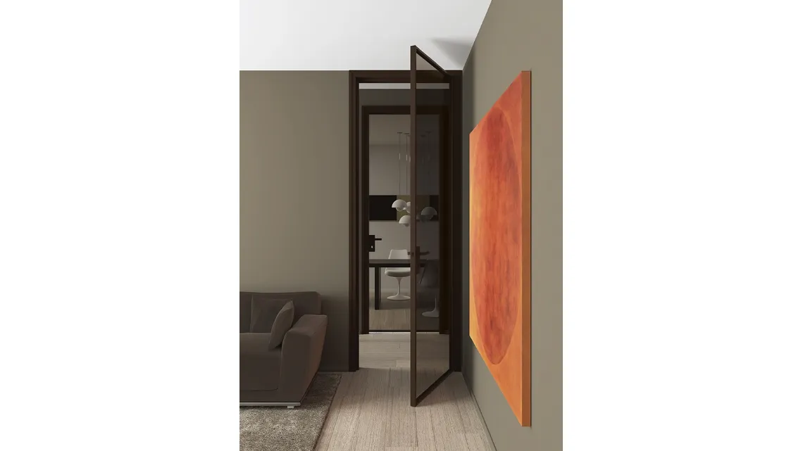 Porta per interni Modo Battente Vetro con profili in alluminio di Movi