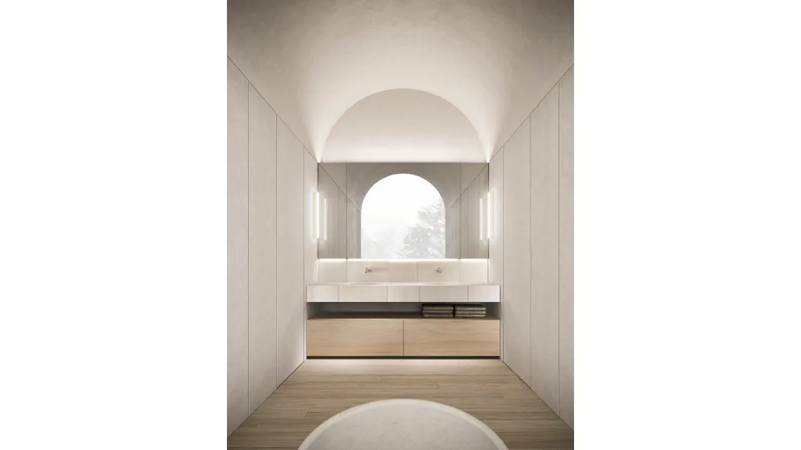 Mobile da Bagno a terra in legno e marmo Azuco 24 01 di Milldue