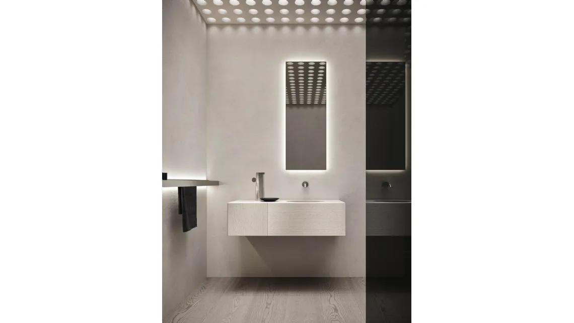 Mobile da Bagno sospeso in marmo Bianco Siberia Azuco 24 02 di Milldue