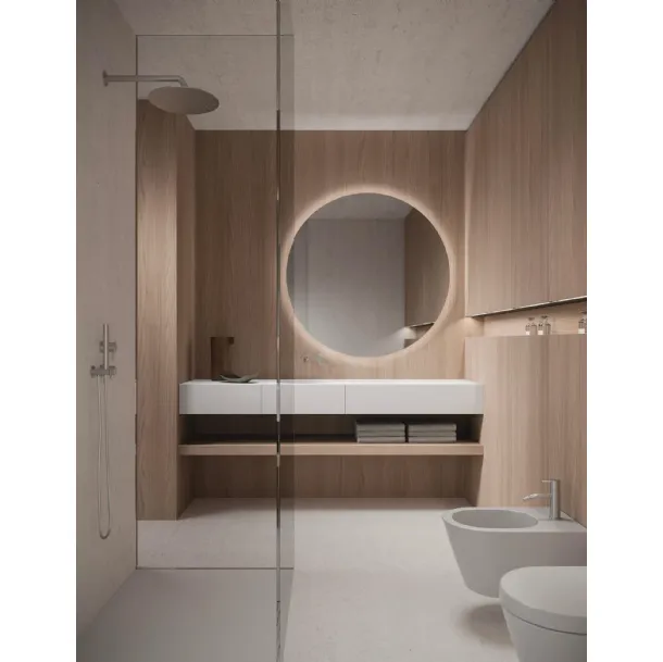 Mobile da Bagno sospeso in nobilitato Cipria Azuma 24 03 di Milldue