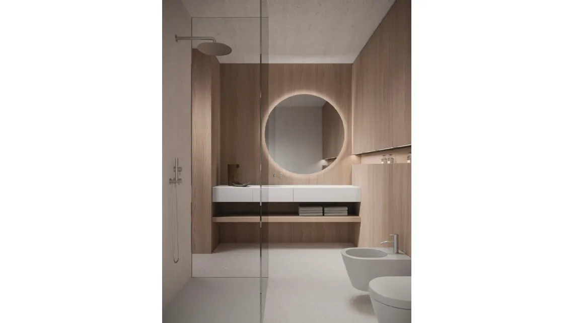 Mobile da Bagno sospeso in nobilitato Cipria Azuma 24 03 di Milldue