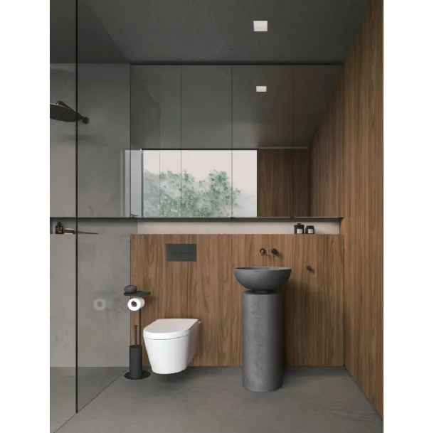 Mobile da Bagno in nobilitato Cannella e cemento Antracite Caba 24 03 di Milldue