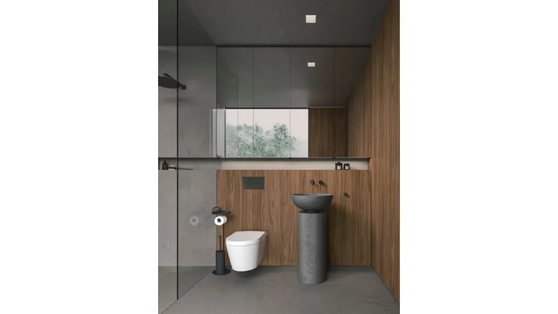 Mobile da Bagno in nobilitato Cannella e cemento Antracite Caba 24 03 di Milldue