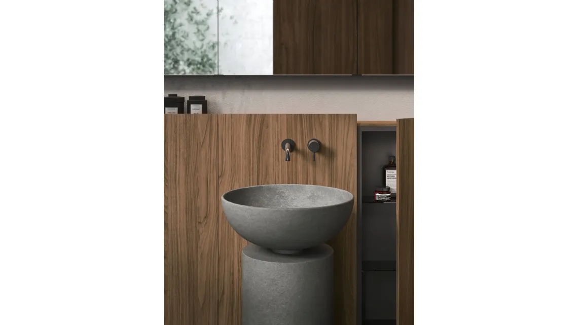 Mobile da Bagno in nobilitato Cannella e cemento Antracite Caba 24 03 di Milldue