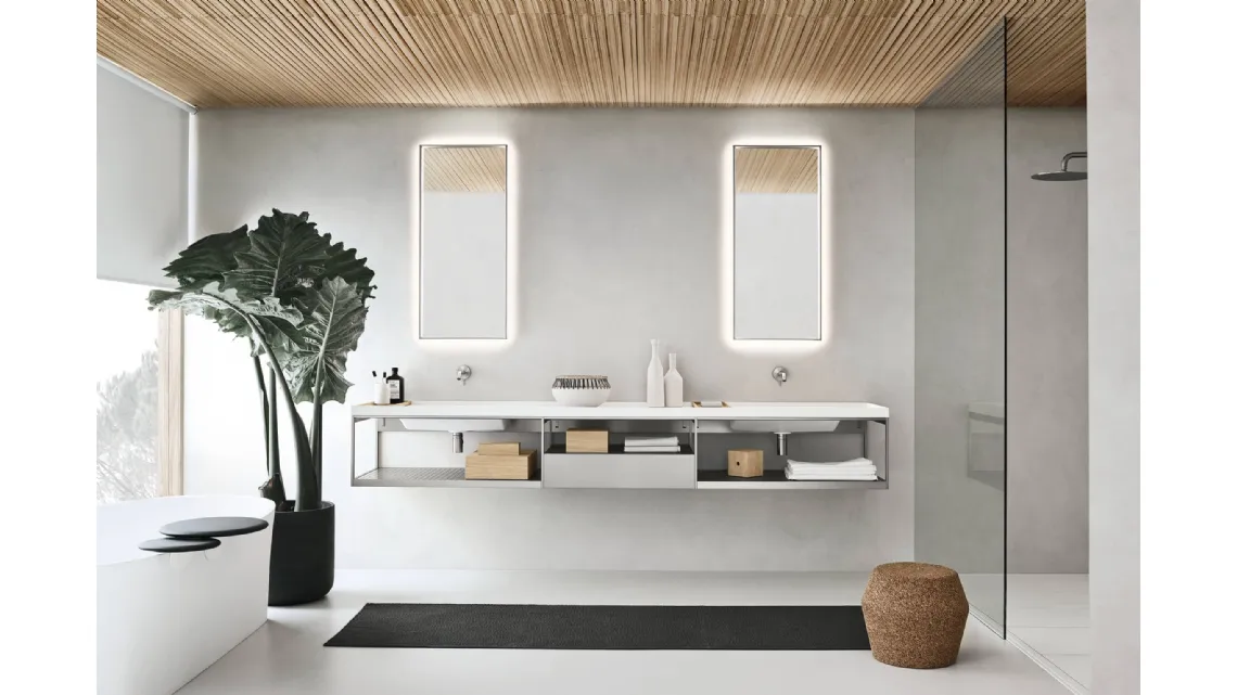 Mobile da Bagno sospeso laccato Platino Fjord 24 05 di Milldue