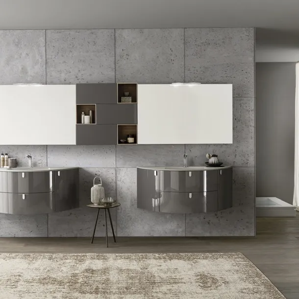 Mobile da bagno sospeso doppio laccato lucido Lime 0 Comp 008 di Azzurra