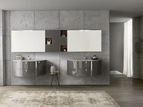 Mobile da bagno sospeso doppio laccato lucido Lime 0 Comp 008 di Azzurra