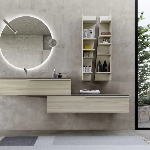 Mobile da Bagno sospeso in melaminico con top in ecomalta Lime 0 Comp 009 di Azzurra