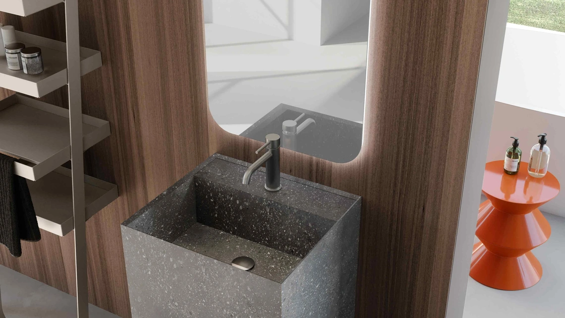 Mobile da Bagno a terra Lime 0 Lime 034 in HPL Rox Black di Azzurra