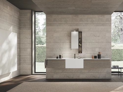 Mobile da Bagno sospeso Lime 0 Simple 23 in Rovere Cenere di Azzurra