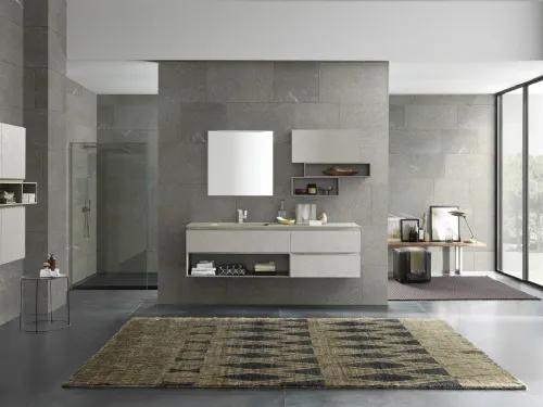 Mobile da Bagno sospeso in melaminico effetto cemento Lime 1|0 Comp ALL 104 di Azzurra