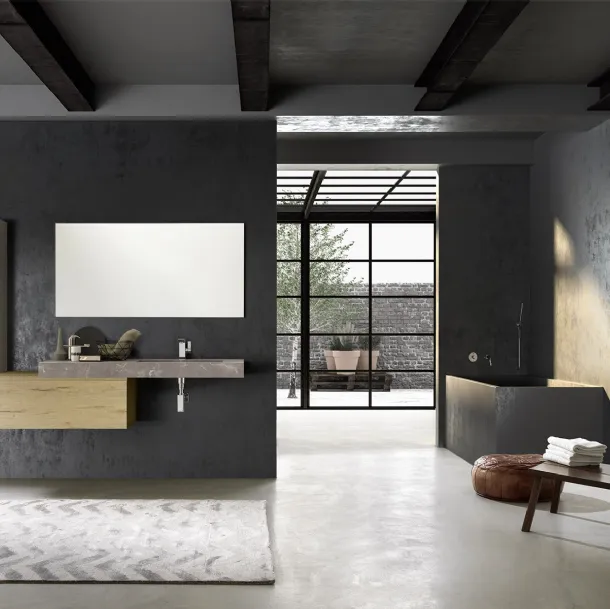 Mobile da Bagno sospeso in melaminico e HPL Lime 1 0 Comp 110 di Azzurra