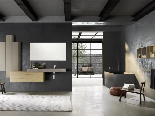 Mobile da Bagno sospeso in melaminico e HPL Lime 1 0 Comp 110 di Azzurra