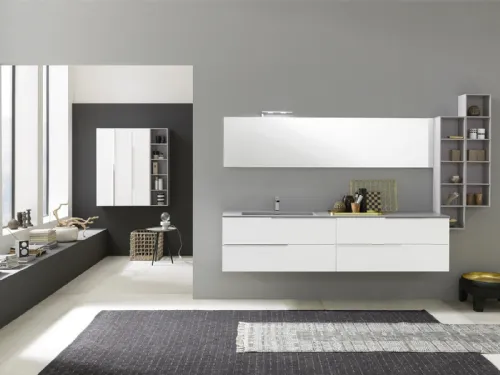 Mobile bagno sospeso in laccato bianco opaco Lime 1 0 Comp 115 di Azzurra