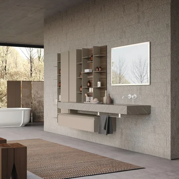 Mobile da Bagno sospeso in laccato opaco e top in HPL Lime 1 0 Comp J&T 003 di Azzurra