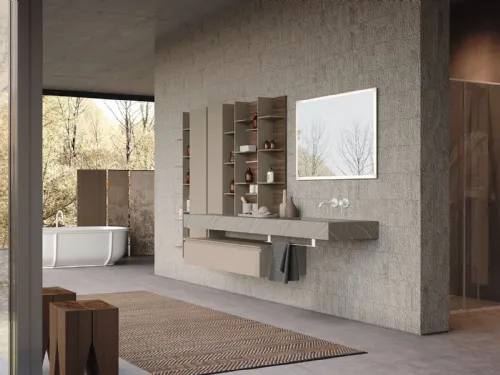 Mobile da Bagno sospeso in laccato opaco e top in HPL Lime 1|0 Comp J&T 003 di Azzurra