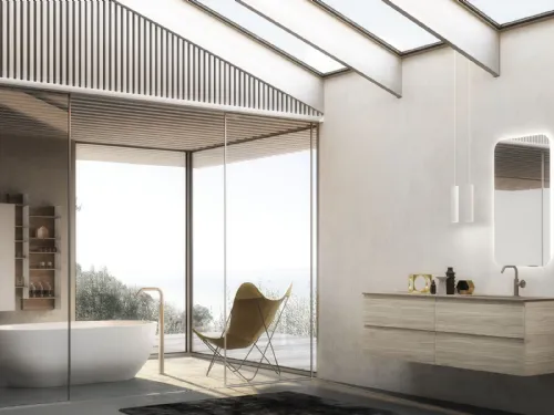 Mobile da Bagno sospeso in melaminico con top in gres Lime 1|0 Comp J&T 006 di Azzurra