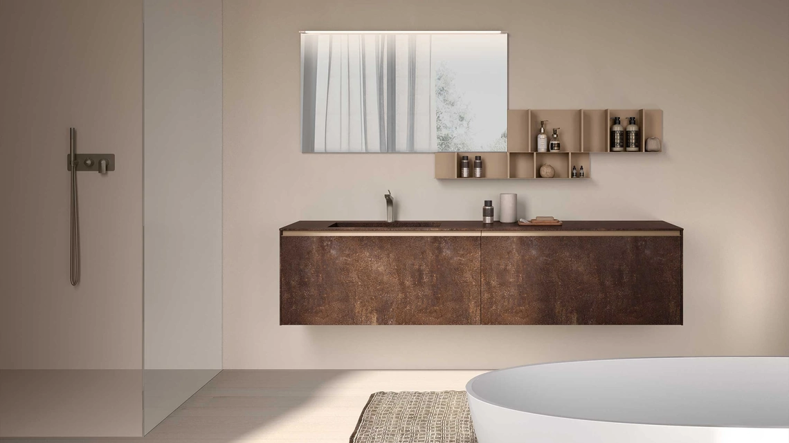 Mobile da Bagno Lime 1-0  Lofty 138 in HPL Unicolor Brera Brown di Azzurra