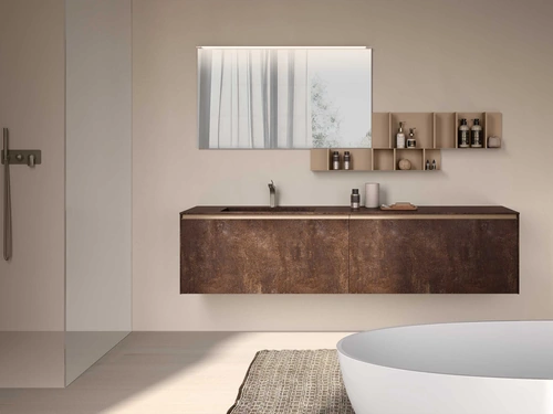 Mobile da Bagno Lime 1-0  Lofty 138 in HPL Unicolor Brera Brown di Azzurra