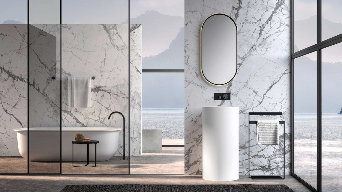 Lavabo Lime 1-0 Milo in Cristalplant Bianco opaco di Azzurra