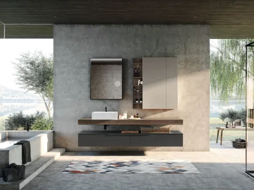 Mobile da Bagno sospeso in laccato opaco e top in HPL Lime 1|0 Comp J&T 011 di Azzurra