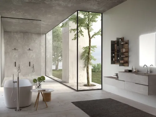 Mobile da Bagno sospeso effetto pietra piasentina Lime 1|0 Comp J&T 012 di Azzurra