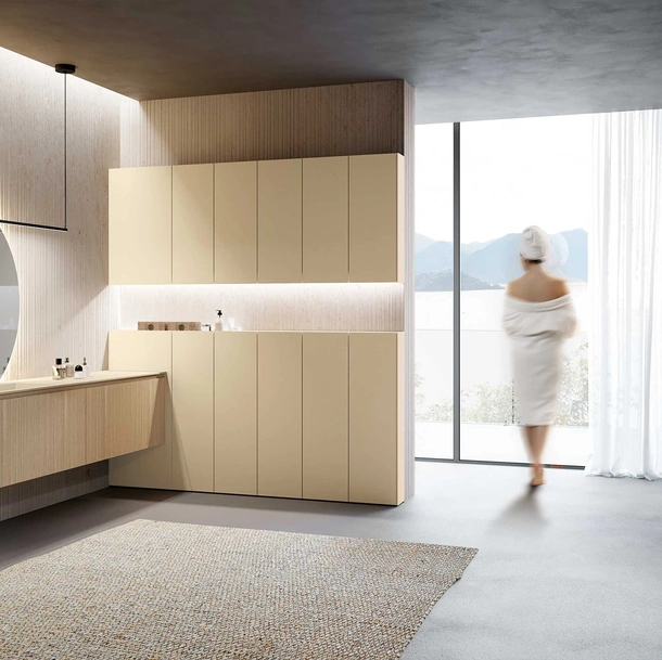 Mobile da Bagno Lime 2-0 225 in Dekorativo 3D Rigatino Naturale e laccato Canyon opaco di Azzurra