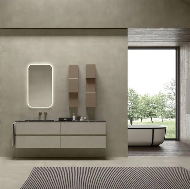 Mobile da Bagno sospeso in melaminico e top in HPL Lime 2|0 Comp 003 di Azzurra