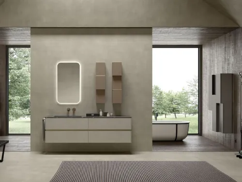 Mobile da Bagno sospeso in melaminico e top in HPL Lime 2 0 Comp 003 di Azzurra