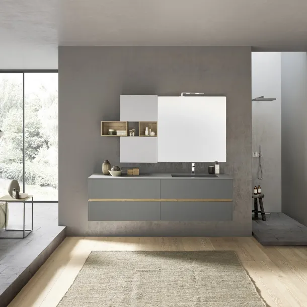 Mobile da Bagno sospeso in melaminico Lime 2 0 Comp 208 di Azzurra