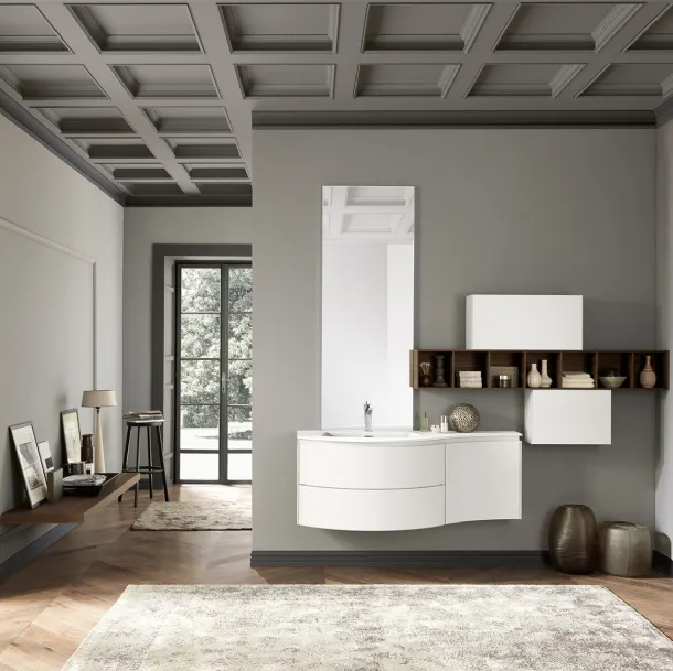 Mobile da Bagno sospeso in laccato bianco opaco Lime 2 0 Comp 211 di Azzurra