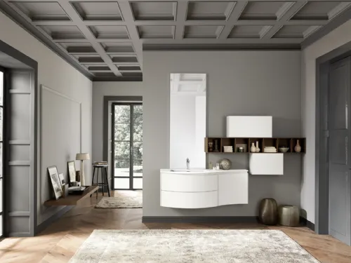 Mobile da Bagno sospeso in laccato bianco opaco Lime 2|0 Comp 211 di Azzurra