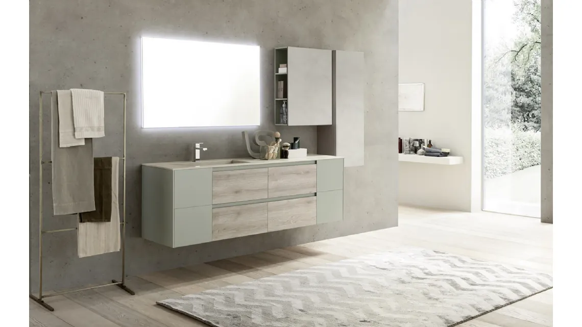 Mobile da Bagno sospeso in melaminico e laccato Lime 2 0 Comp 214 di Azzurra