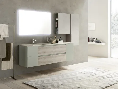 Mobile da Bagno sospeso in melaminico e laccato Lime 2 0 Comp 214 di Azzurra