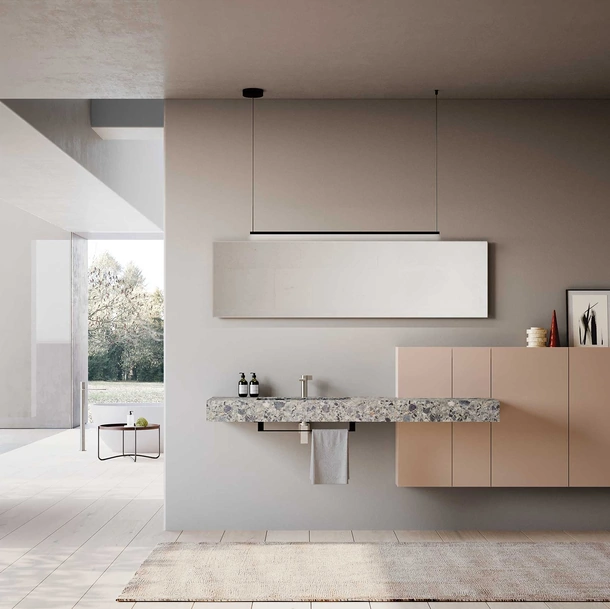 Mobile da Bagno Lime 3-0 302 in laccato Rosa retrò e HPL Unicolor Cepp Stone di Azzurra
