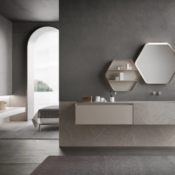 Mobile da Bagno sospeso Lime 3|0 Comp 10 in laccato e gres di Azzurra