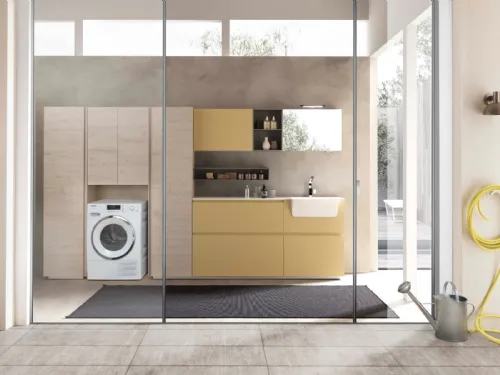 Mobile Lavanderia in melaminico e laccato Lime Wash Comp 9 di Azzurra