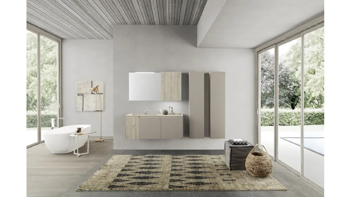 Mobile da Bagno sospeso in melaminico Lime 2 0 Comp 201 di Azzurra