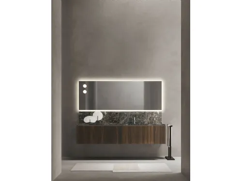 Mobile da Bagno in Rovere termocotto con top e alzatina in marmo Puro 19 05 di Milldue