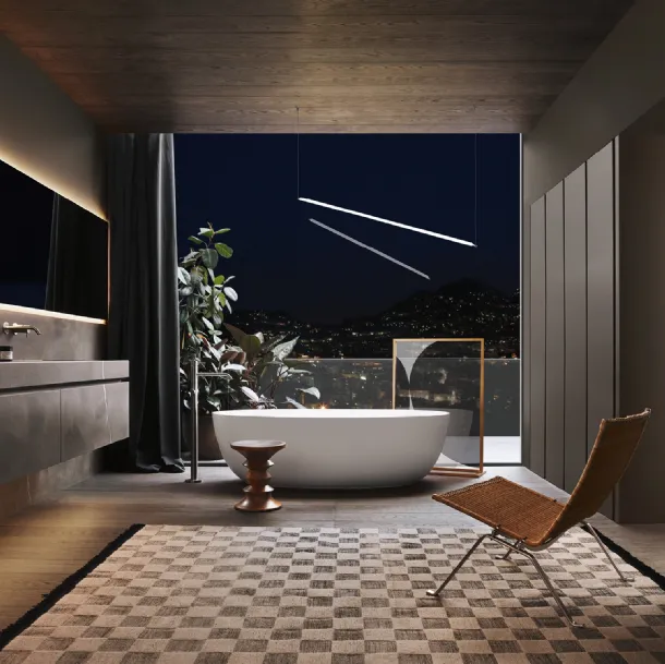 Mobile da bagno con boiserie in pietra Medea Puro 24 04 di Milldue