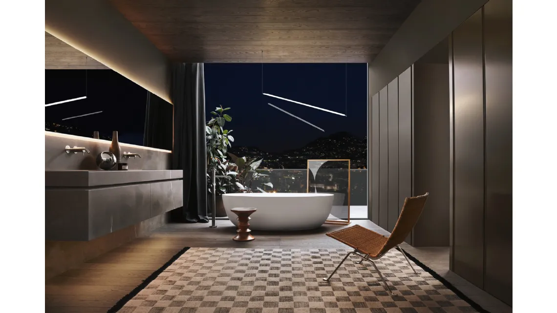Mobile da bagno con boiserie in pietra Medea Puro 24 04 di Milldue