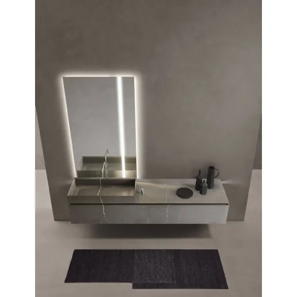 Mobile da bagno sospeso in pietra Medea con base e fianchi a 45° Puro 24 03 di Milldue