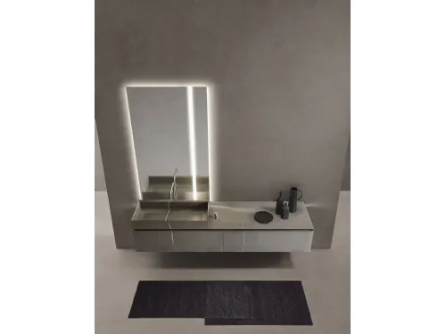 Mobile da bagno sospeso in pietra Medea con base e fianchi a 45° Puro 24 03 di Milldue