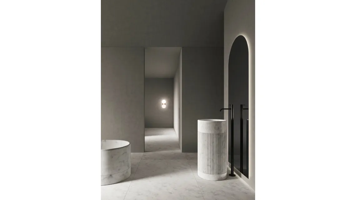 Lavabo verticale in marmo Bianco di Carrara Roma 23 01 di Milldue