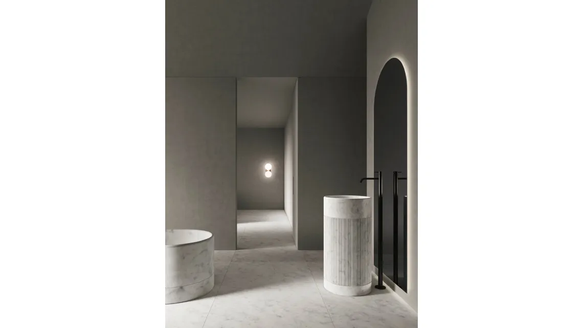 Lavabo verticale in marmo Bianco di Carrara Roma 24 01 di Milldue