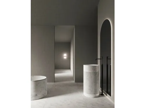 Lavabo verticale in marmo Bianco di Carrara Roma 24 01 di Milldue
